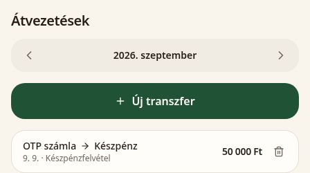 Demó Átvezetések – pénzhelyek közötti mozgás